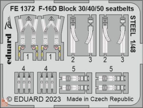 Eduard Accessories 1:48 F-16D Block 30/40/50 seatbelts STEEL 1/48 KINETIC