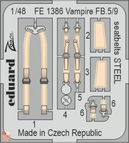 Eduard Accessories 1:48 Vampire FB.5/9 seatbelts STEEL 1/48 AIRFIX