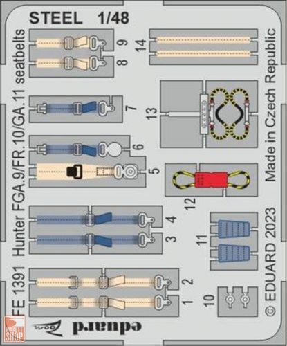 Eduard Accessories 1:48 Hunter FGA.9/FR.10/GA.11 seatbelts STEEL  1/48 AIRFIX