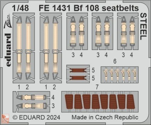 Eduard Accessories 1:48 Bf 108 seatbelts STEEL 1/48 EDUARD