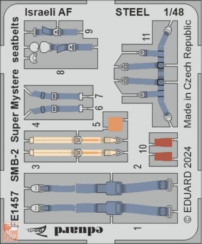 Eduard Accessories 1:48 SMB-2 Super Mystere seatbelts Israeli AF STEEL