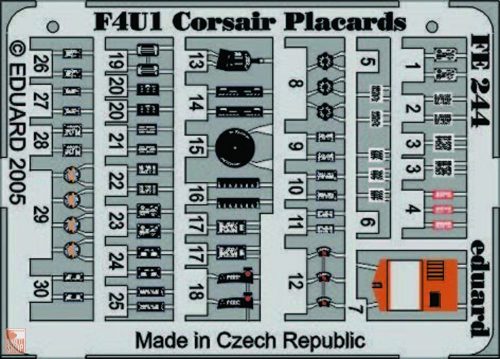 Eduard Accessories 1:48 F4U-1 Corsair placards