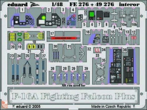 Eduard Accessories 1:48 F-16A Plus Fighting Falcon interior