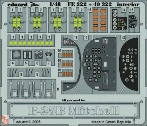 Eduard Accessories 1:48 B-25B Mitchell interior für Accurate Miniatures Bausatz