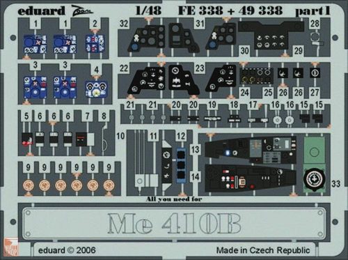 Eduard Accessories 1:48 Me 410B für Revell Monogramm Bausatz