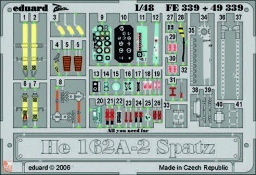 Eduard Accessories 1:48 He 162A-2 Spatz Für Tamiya Bausatz