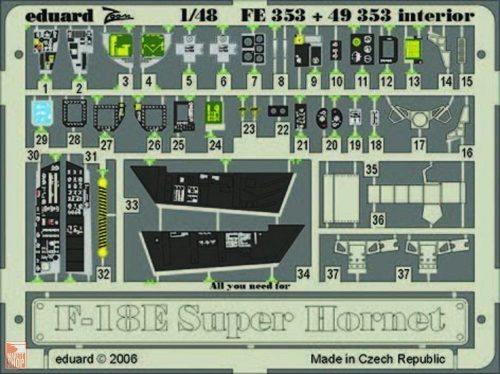 Eduard Accessories 1:48 F-18E Super Hornet interior Für Hasegawa Bausatz.