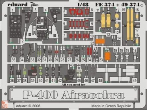 Eduard Accessories 1:48 P-39/P-400 Airacobra für Hasegawa Bausatz