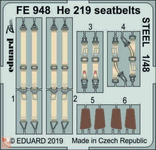 Eduard Accessories 1:48 He 219 seatbelts STEEL for Tamiya