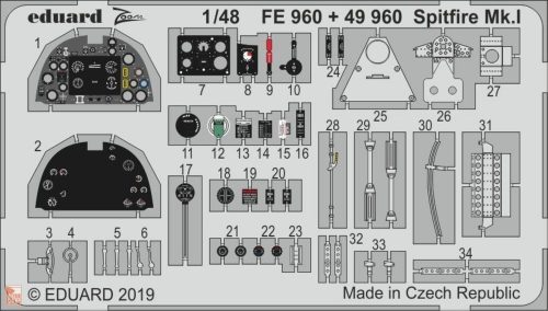 Eduard Accessories 1:48 Spitfire Mk.I for Tamiya