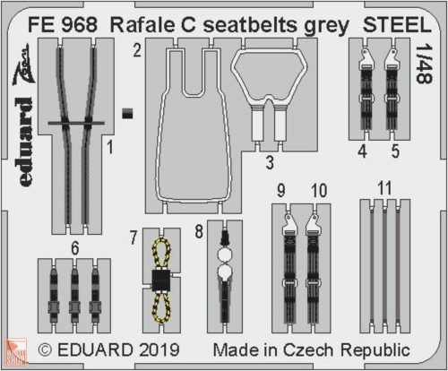 Eduard Accessories 1:48 Rafale C seatbelts grey STEEL f.Revell