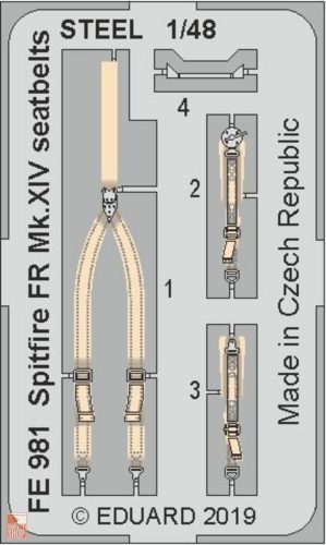 Eduard Accessories 1:48 Spitfire FR Mk.XIV seatbeltsSTEEL f.Airf