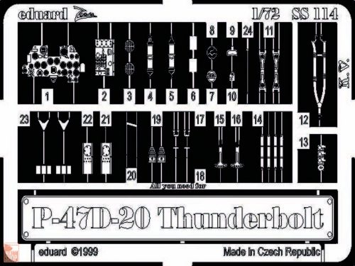 Eduard Accessories 1:72 P-47D-20 Thunderbolt für Academy Bausatz