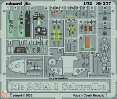 Eduard Accessories 1:72 Me 262A-1 Schwalbe SS277