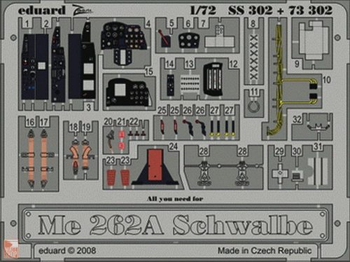 Eduard Accessories 1:72 Me 262A Schwalbe für Academy Bausatz