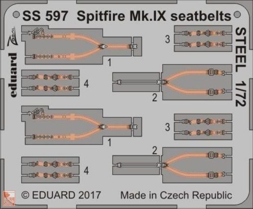 Eduard Accessories 1:72 Spitfire Mk.IX seatbelts STEEL f.Eduard