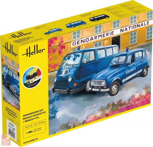 Heller 1:24 STARTER KIT Gendarmerie Set Renault Estafette + Renault 4TL