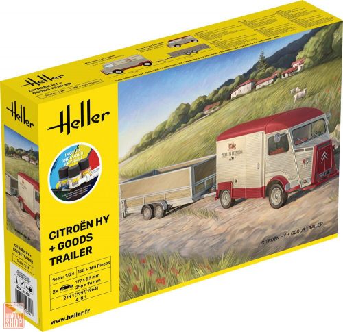 Heller 1:24 STARTER KIT Citroen HY + Goods Trailer