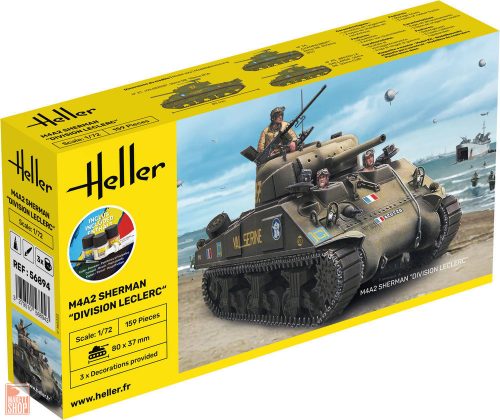 Heller 1:72 STARTER KIT M4A2 Sherman "Division Leclerc" (deco.FR KIT