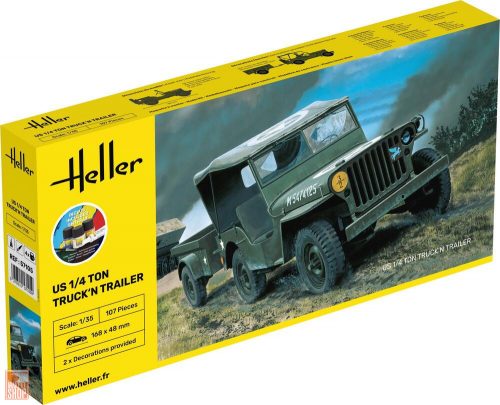 Heller 1:35 STARTER KIT US 1/4 Ton Truck 'n Trailer