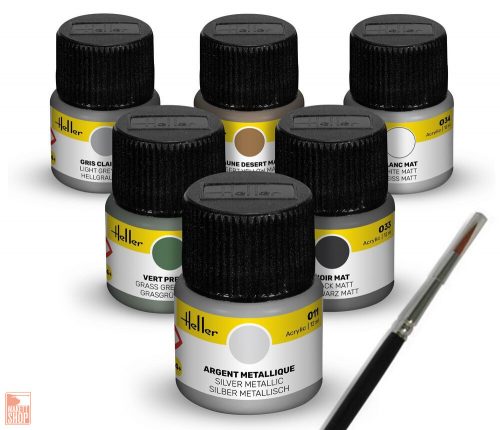 Heller  Colour Set Military Aircraft Acrylic 6 x 12 ml + Brush