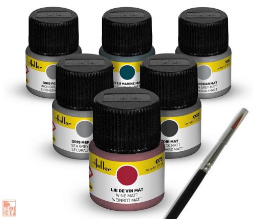 Heller  Colour Set Navy Acrylic 6 x 12 ml + Brush