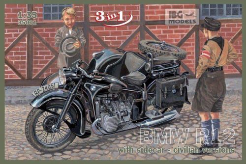 IBG Model 1:35 BMW R12 with sidecar - civilian version ( 3 in 1)