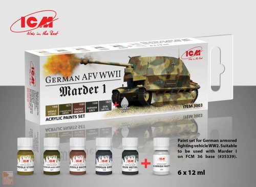 ICM  Acrylic paint set for German AFV WW2 (Marder I) 6 x12 ml