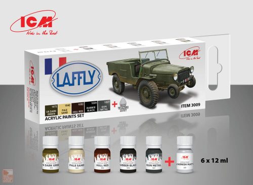 ICM  Acrylic paint set for Laffly V15T and French vehicles 6x 12 ml