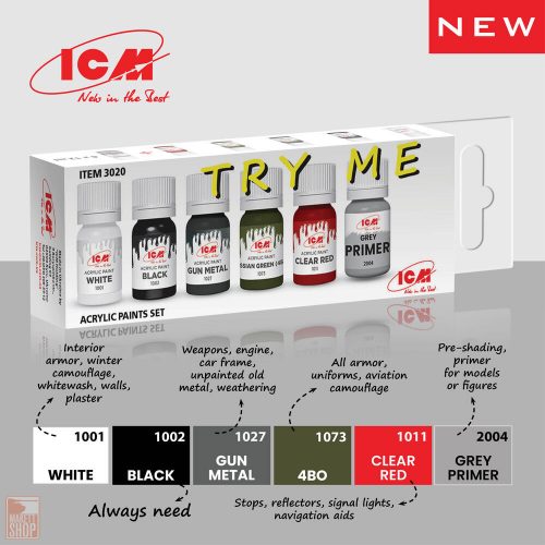 ICM  TRY ME Acrylic paint set 6 x 12 ml