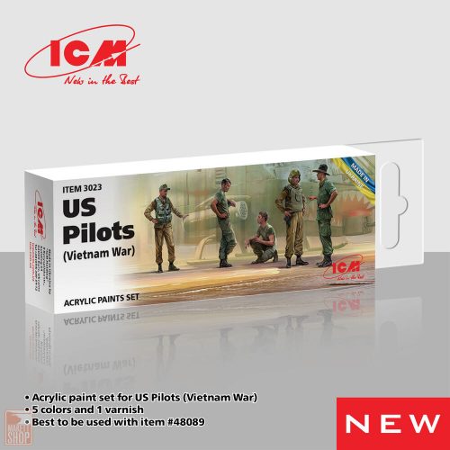 ICM  Acrylic Paint Set for US Pilots(Vietnam War) 6 x 12ml