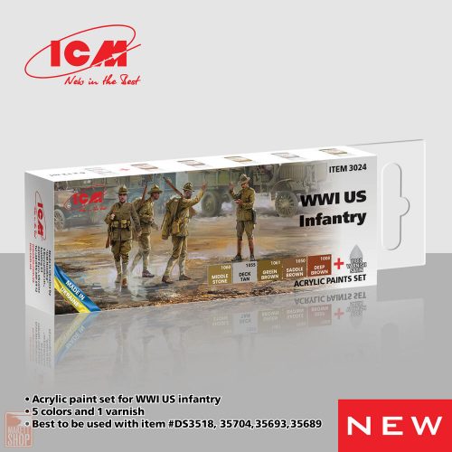 ICM  Acrylic Paint Set for WWI US Infantry 6 x 12 ml