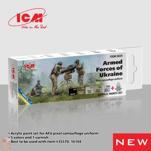 ICM  Acrylic paint set Armed Forces of Ukraine (Pixel camouflage uniform 6 x 12 ml