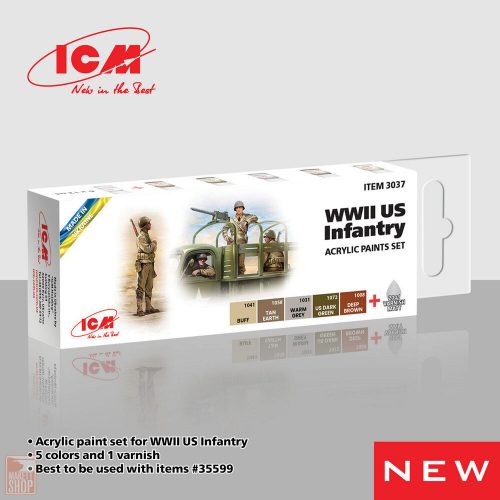 ICM  Acrylic paint set for WWII US Infantry 6 x 12 ml