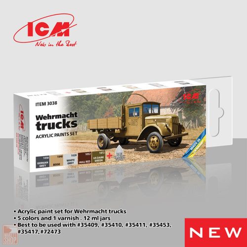 ICM  Acrylic paint set for Wehrmacht trucks 6 x 12 ml