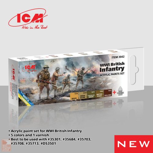 ICM  Acrylic paint set for WWI British infantry 6 x 12 ml