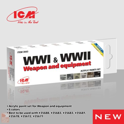 ICM  Acrylic paint set for Military outfitters 6 x 12 ml