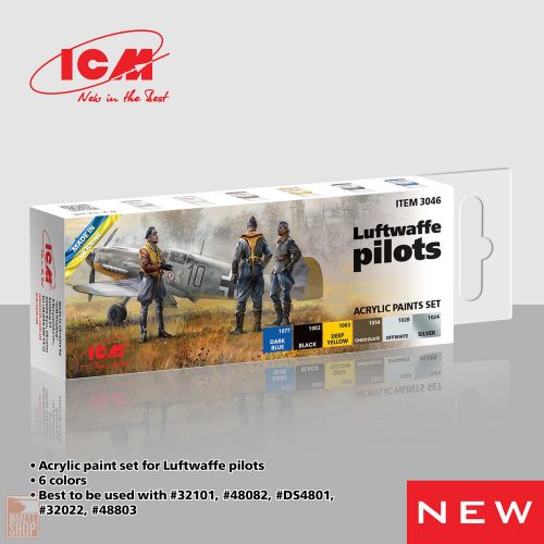 ICM  Acrylic paint set for Luftwaffe pilots 6 x 12 ml