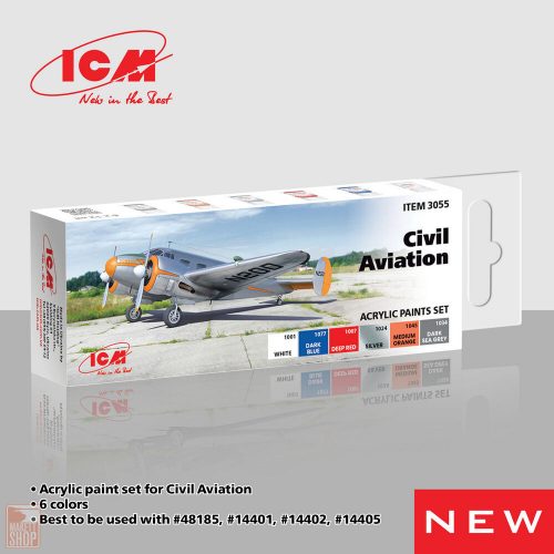 ICM  Acrylic Paint Set for Civil Aviation  6 x12 ml