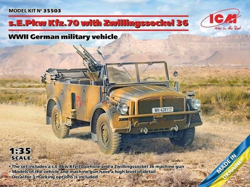 ICM 1:35 s.E.Pkw Kfz.70 with Zwillingssockel 36, WWII German military vehicle