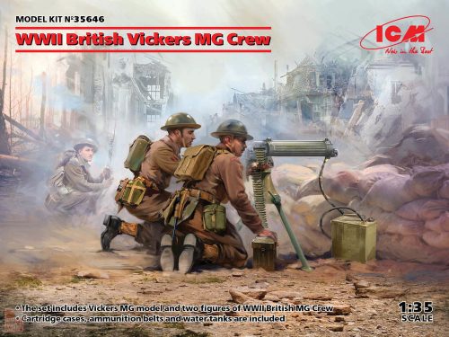 ICM 1:35 WWII British Vickers MG Crew(Vickers MG & 2 figures)