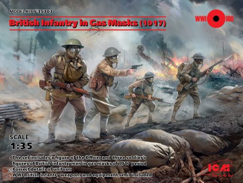 ICM 1:35 British Infantry in Gas Masks(1917)4 Figu