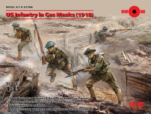 ICM 1:35 US Infantry in Gas Masks(1918)4 Figures