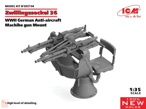 ICM 1:35 Zwillingssockel 36, WWII German Anti-aircraft Machihe gun Mount (100% new molds)