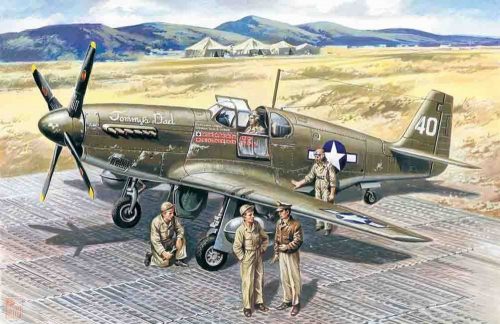 ICM 1:48 Mustang P-51 B WWII American Fighter with  USAAF Pilots and Ground Personnel