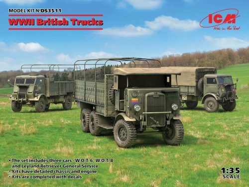 ICM 1:35 WWII British Trucks(Model W.O.T.6,Model W.O.T.8,Leyland Retriever General Serv