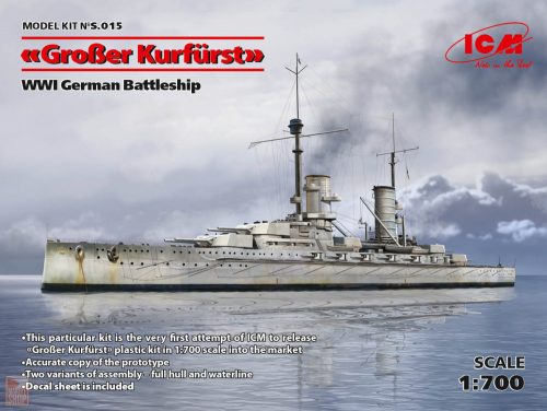 ICM 1:700 Großer Kurfürst (Full hull) WWI German Battleship