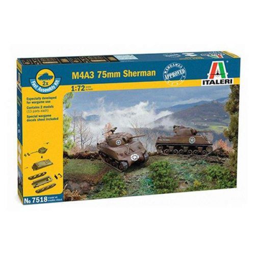1:72 M4A3 75mm Sherman 2 Fast Assembly Kits Per Box