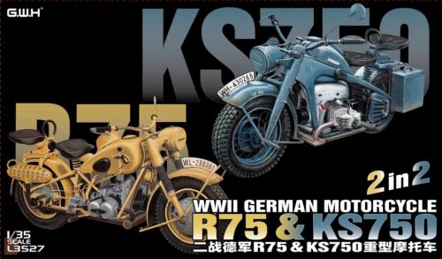 Great Wall Hobby L3527 1:35 WWII German Motorcycle Zundapp KS 750 & BMW R75 2 in 2