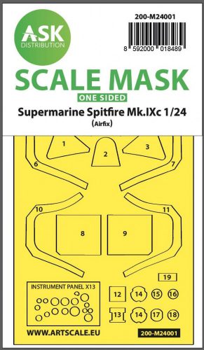 ASK mask 1:24 Spitfire Mk.IX one-sided express self-adhesive masks for Airfix